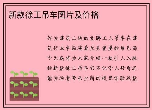 新款徐工吊车图片及价格